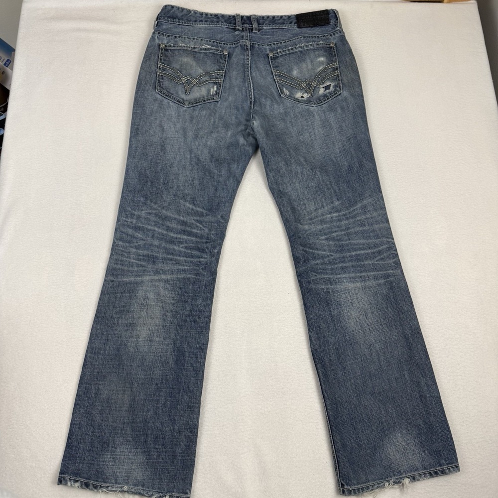 Affliction Cooper Relaxed Bootcut Jeans Mens 36 Distressed Stone Blue Y2K Denim - Picture 9 of 10